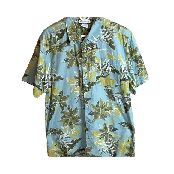 Columbia Men's Short Sleeve Button Up Shirt Blue Floral Hawaiian Size Medium - Picture 6 of 6